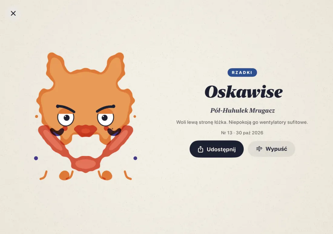 iPhone Duo: stworek na lewej stronie, jego wpis z atlasu na prawej