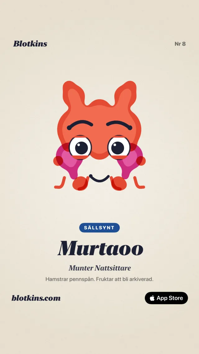 Ett riktigt delningskort från appen: Murtaoo, Munter Nattsittare
